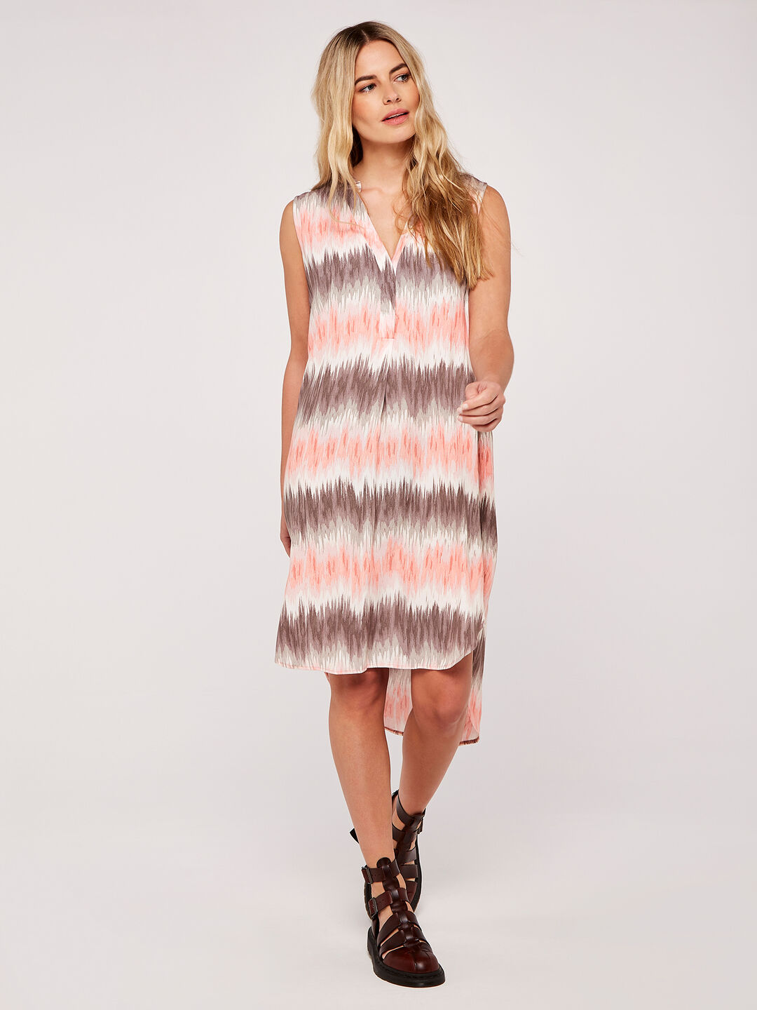 Abstract Stripe Curve Hem Dress