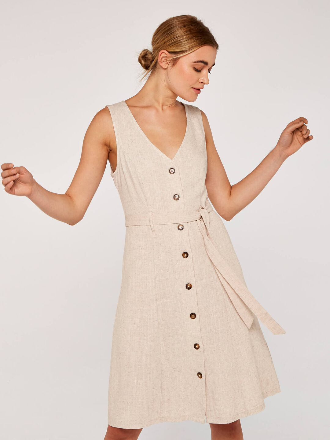 Linen Button Through Dress