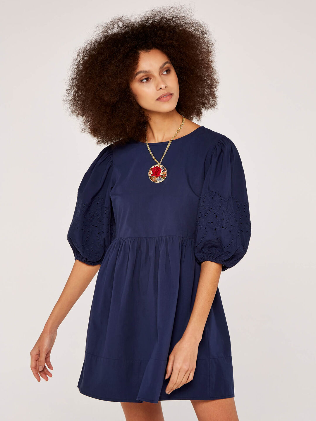 Embroidery Puff Sleeve Dress