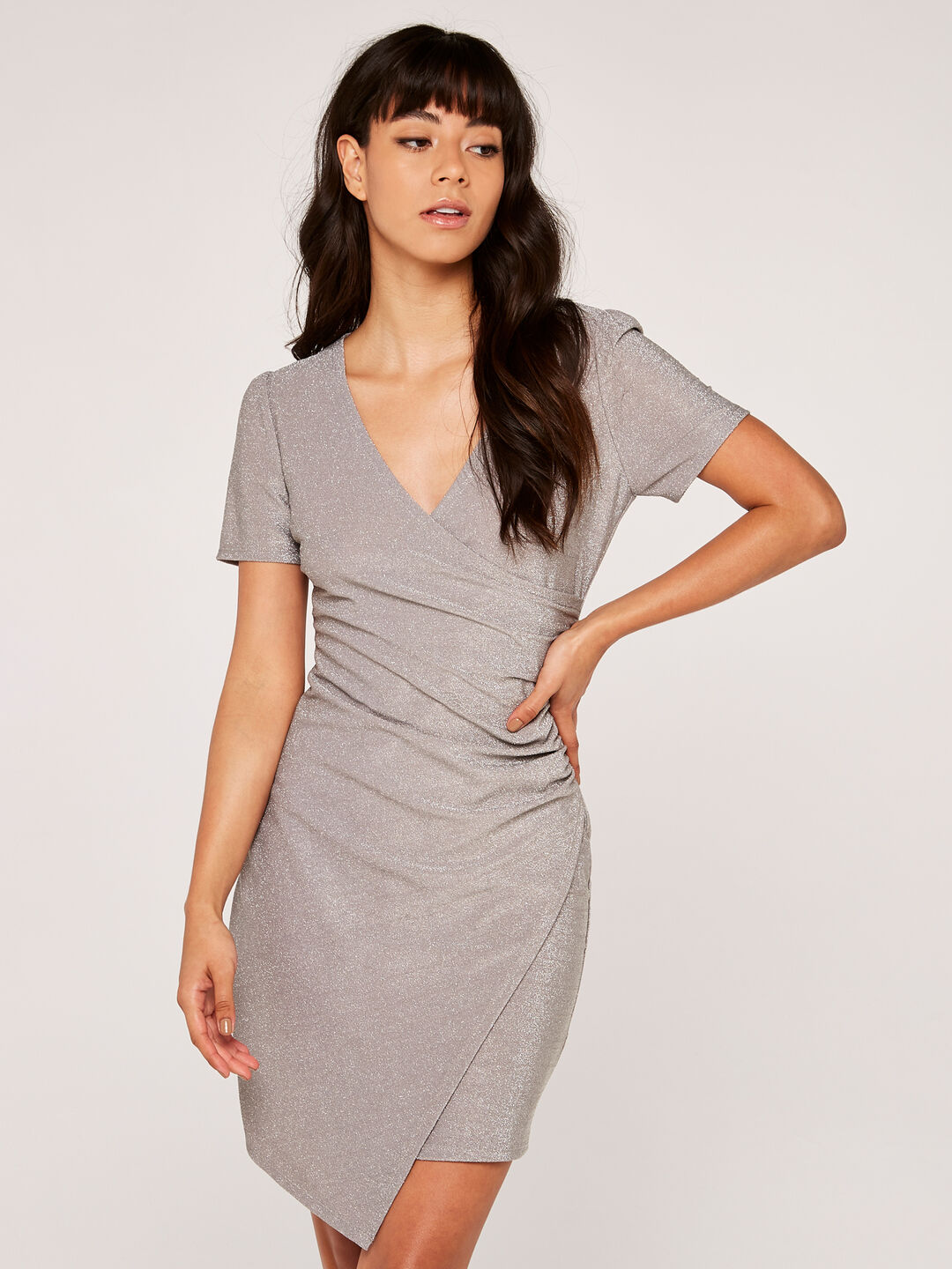 Ruched Bodycon Wrap Dress