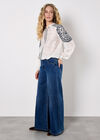 Ruffle Neck Embroidered Blouse, White, large