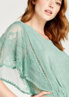 Embroidered Batwing Peplum Top, Mint, large