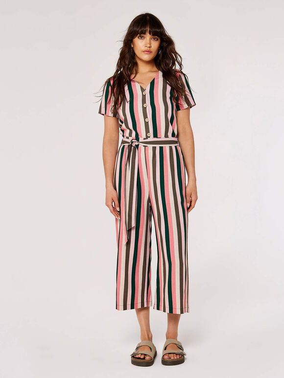 Vertical Striped Buttoned Top, Pink, large
