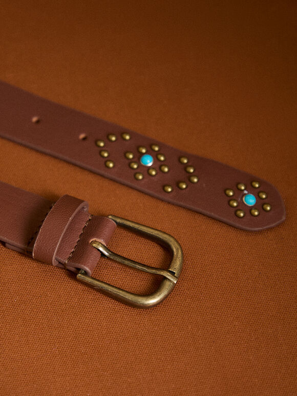 Bronze Studded Belt, Brown, large