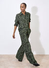Zebra Print Wide Leg Trousers, Khaki, large