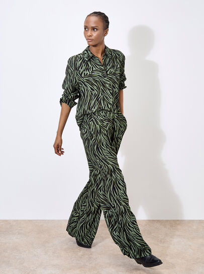 Zebra Print Wide Leg Trousers
