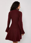 Bell Sleeve Knitted Skater Mini Dress, Burgundy, large