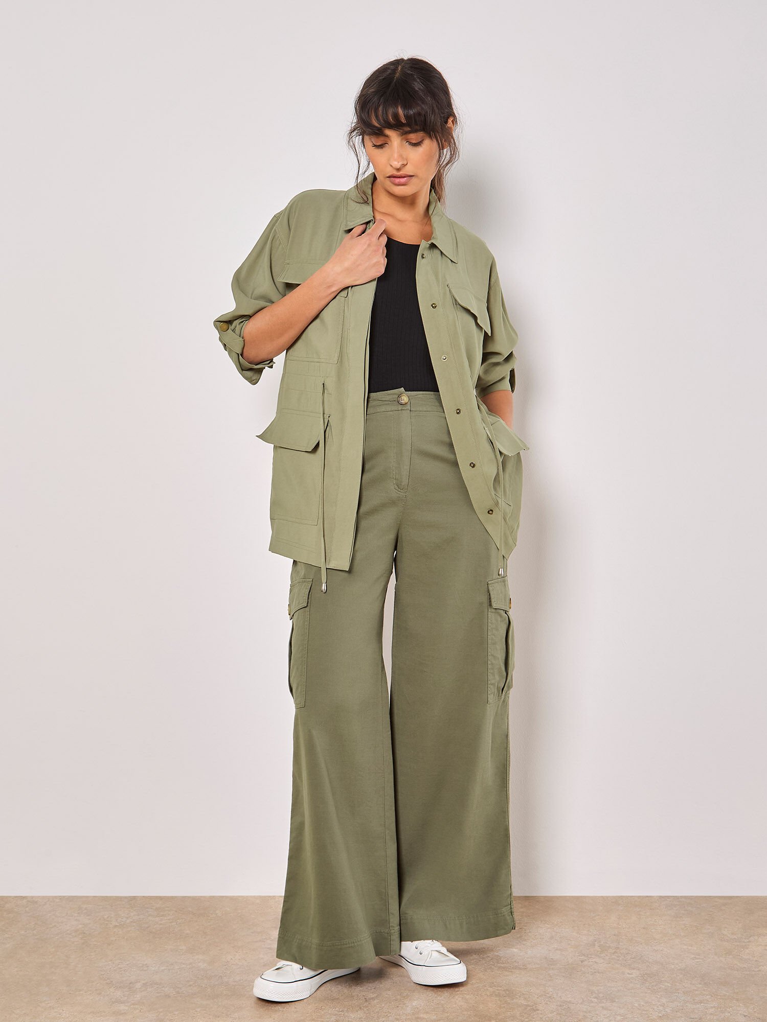 Wide Leg Chino Trousers | Apricot Clothing