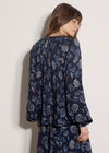 Folk Floral Blouse, Navy, large
