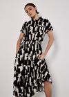 Brushstroke Squares Utility Midi Dress, Black, large