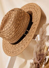 Raffia Fedora Hat, Stone, large