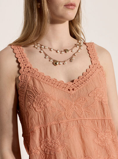 Floral Embroidery Crochet Cotton Top