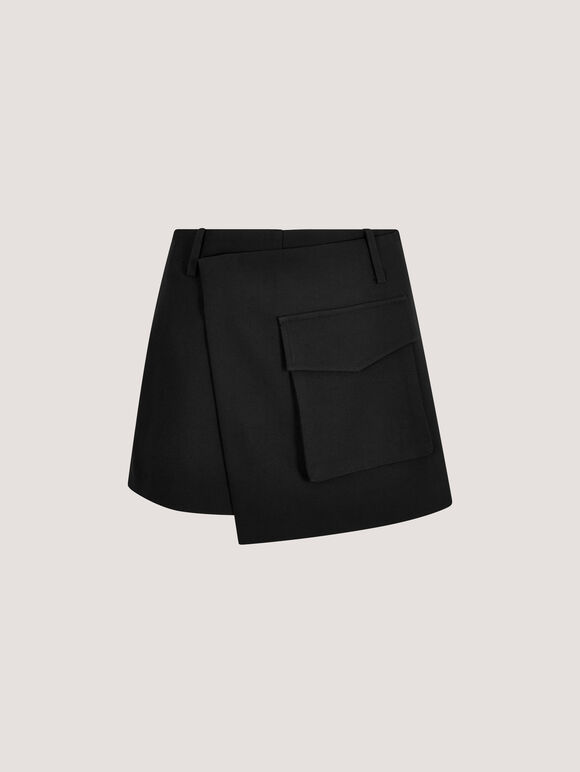Pocket Wrap Mini Skort, Black, large