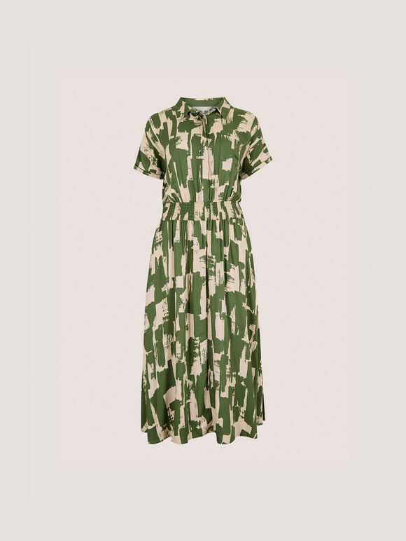 Brushstroke Squares Utility Midi Dress, Green, large
