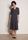 Polka Dot Ruffle Midi Dress, Navy, large