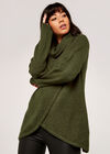 Roll Neck Wrap Jumper, Khaki, large