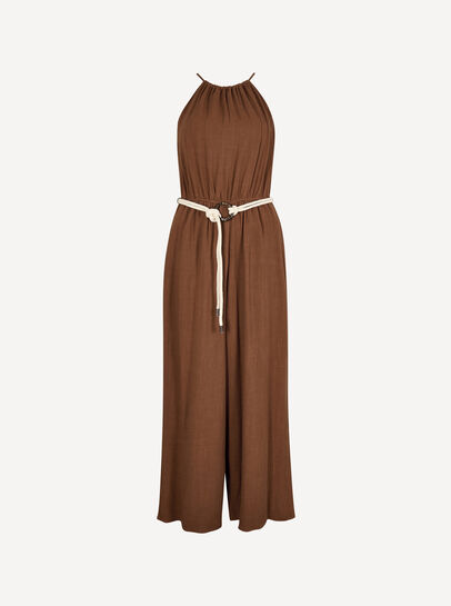 Cotton Blend Wide-Leg Jumpsuit