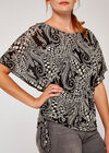 Psychedelic Tie Side Batwing Top, Black, large