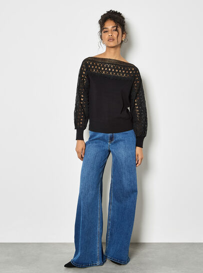 Lace Neck And Sleeve Jumper