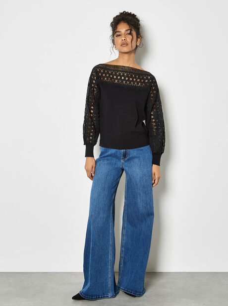 Lace Neck And Sleeve Jumper