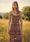 Tie Front Tribal Jumpsuit, Rust, large