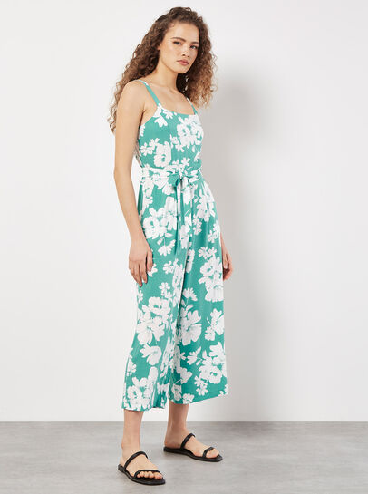 Floral Silhouette Wide-Leg Jumpsuit