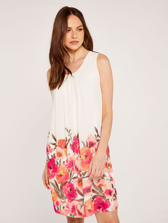Floral Shift Dress, Cream, large