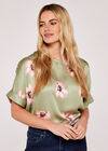 Large Flower Kimono Sleeve Top, Mint, large