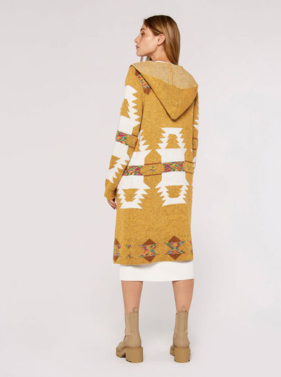 Mustard Aztec Hooded Cardigan