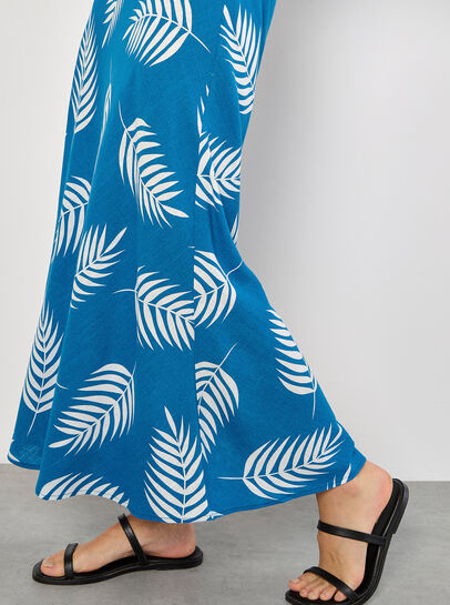 Tropical Leaf Bias Maxi Skirt