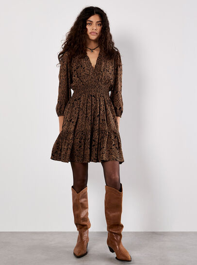 Paisley Ruffle Soft Mini Dress