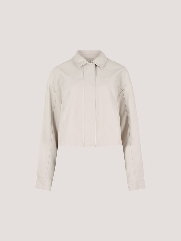 Soft Tailored Cropped Jacket, Stone, large