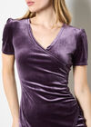 Velvet Ruched Bodycon Mini Dress, Purple, large