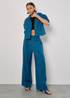 Soft Tailored Cropped Jacket, Teal, large