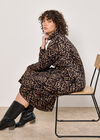 Curve Abstract Print Soft Knit Midi Dress, Brown, large