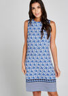 Filigree Border Dress, Blue, large