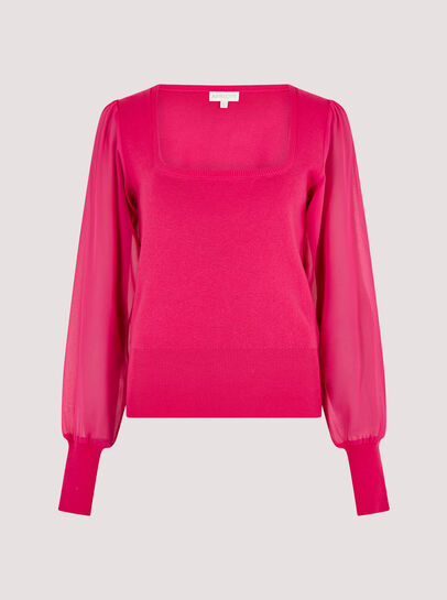 Chiffon Sleeve Knitted Jumper
