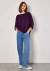 Soft Touch Drawstring Knit Top, Purple, large