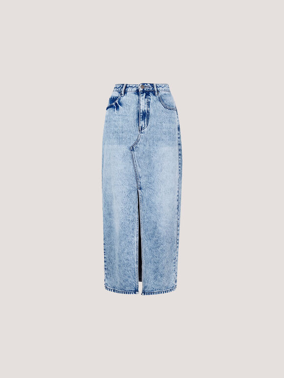 Amara Denim Maxi Skirt, Sky Blue, large