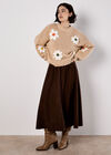 Embroidered Daisy Jumper, Stone, large