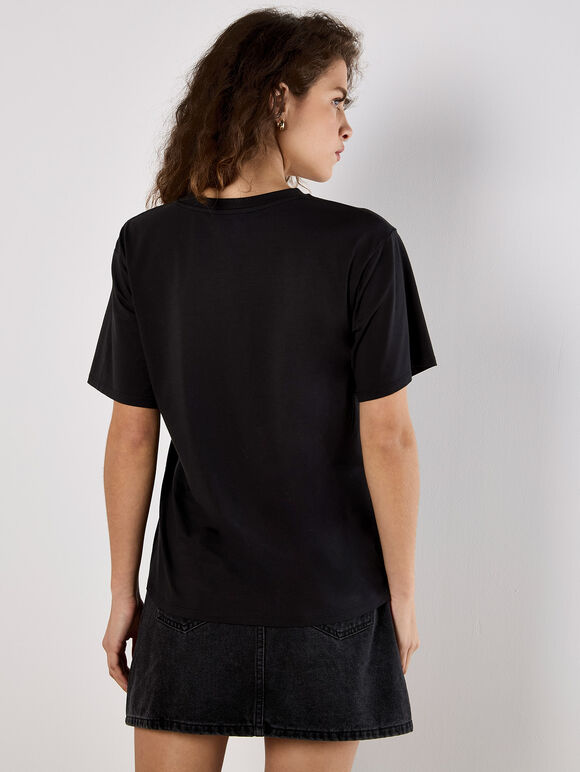 Modal Jersey Basic T-Shirt, Black, large