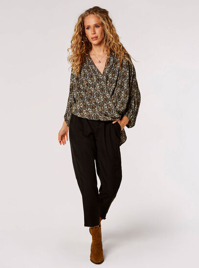 Ikat Tile Print Wrap Top