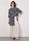 Zebra Print Oversized Shirt, Navy, large