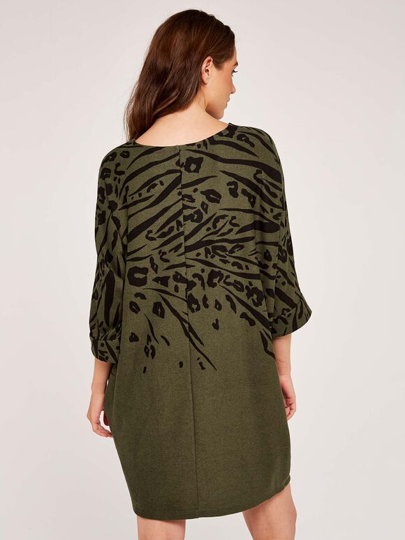Leopard & Zebra Cocoon Dress, Khaki, large