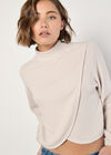 Waffle Knit Wrap Top, Stone, large