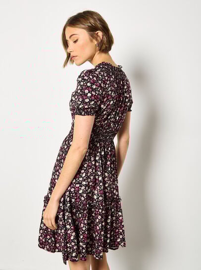 Ditsy Floral Smocked Mini Dress