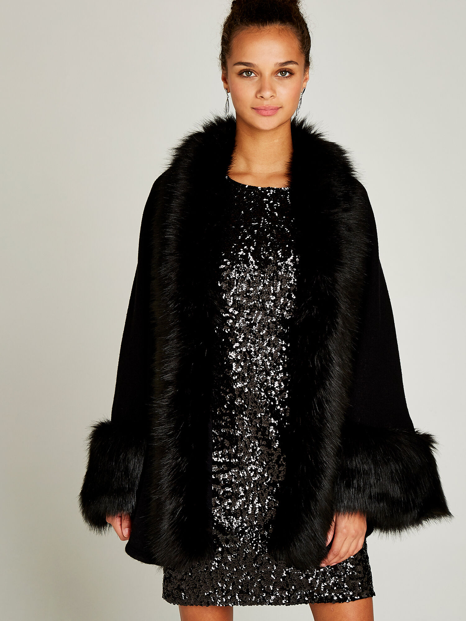 Plus size faux fur cape discount