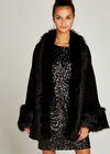 Faux Fur Edge And Cuff Cape, Black, large