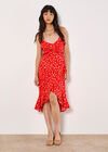 Leopard Print Ruffle Midi Dress, Red, large