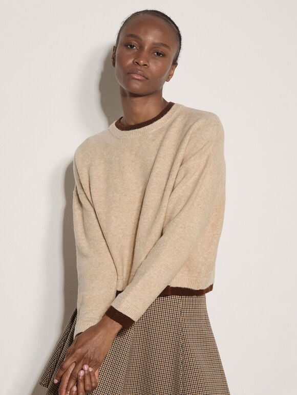 Soft Layered Look Jumper, Stone, large